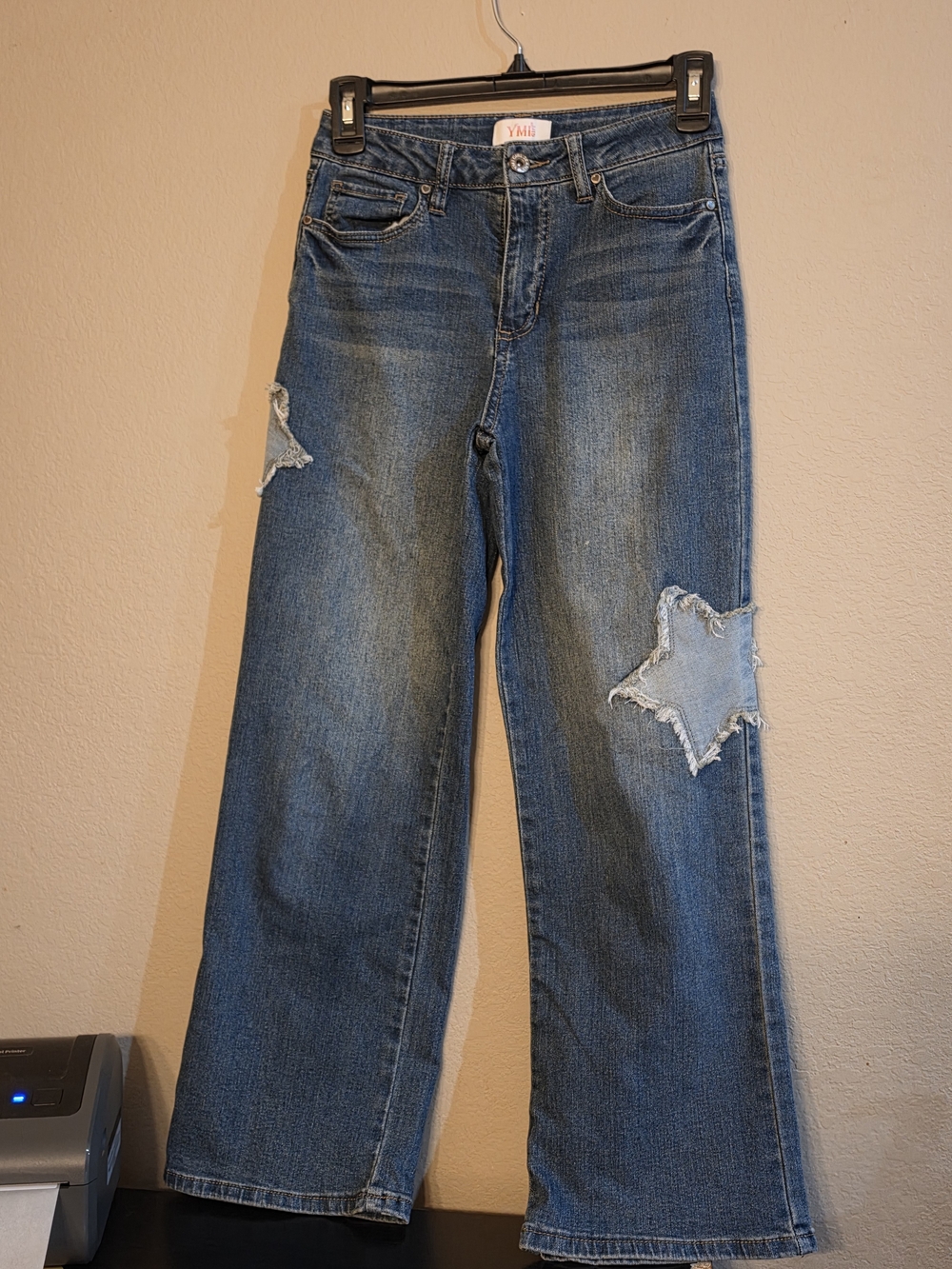 YMI Star Patch Wide-Leg Jeans - Blue